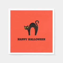 Schwarzes KatzenHalloween Serviette