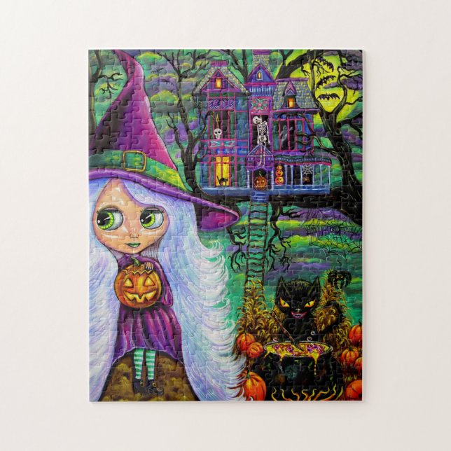 Schwarzes KatzenHalloween, Spuk Rotzunge (Vertikal)