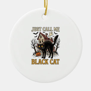 Schwarzes Katzenkostüm Spukhaus Lustiger Halloween Keramik Ornament