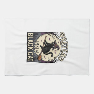 Schwarzes Katzenkostüm Vintage Halloween Hexenkatz Geschirrtuch