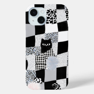 Schwarzes Katzenmuster Gingham gemischtes Karomust Case-Mate iPhone Hülle