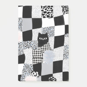 Schwarzes Katzenmuster Gingham gemischtes Karomust Post-it Klebezettel