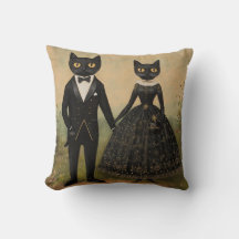 Schwarzes Katzenpaar Vintage-Folk-Art gothic vikto