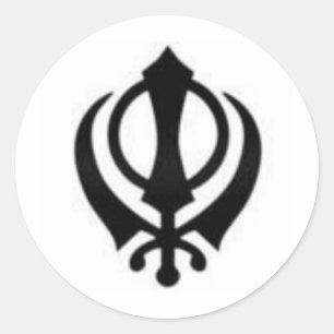Schwarzes Khanda Runder Aufkleber
