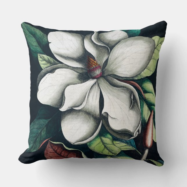 Schwarzes Kissen der Magnolie (Vorderseite)