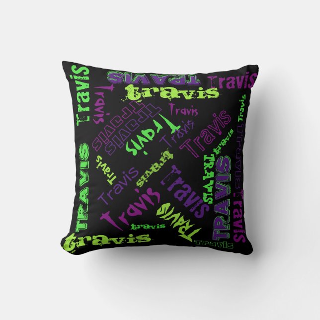 Schwarzes Kissen-grüne violette lila Kissen (Vorderseite)