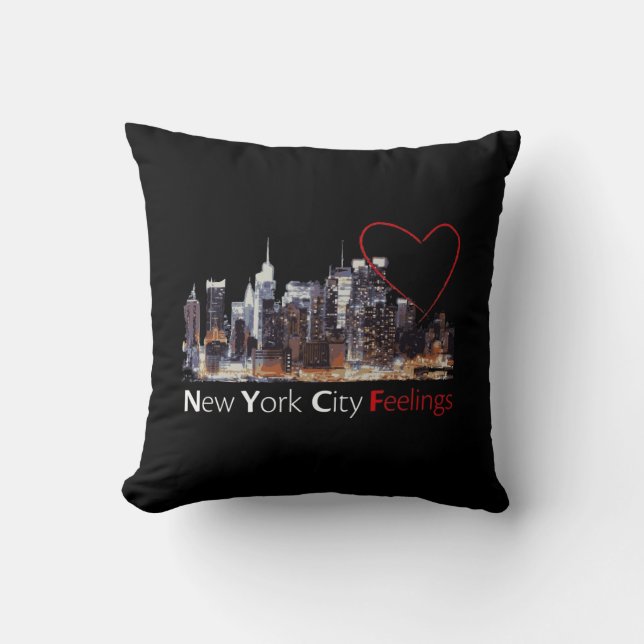 Schwarzes Kissen New York City (Vorderseite)
