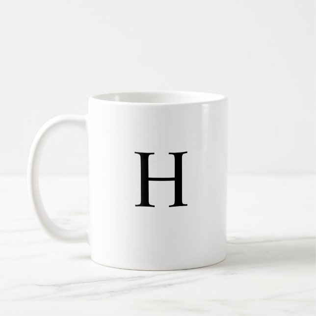 Schwarzes Klassisches Elegantes Monogramm Kaffeetasse (Links)