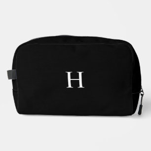 Schwarzes klassisches elegantes Monogramm Toilette Waschbeutel