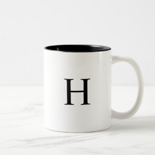 Schwarzes Klassisches Elegantes Monogramm Zweifarbige Tasse