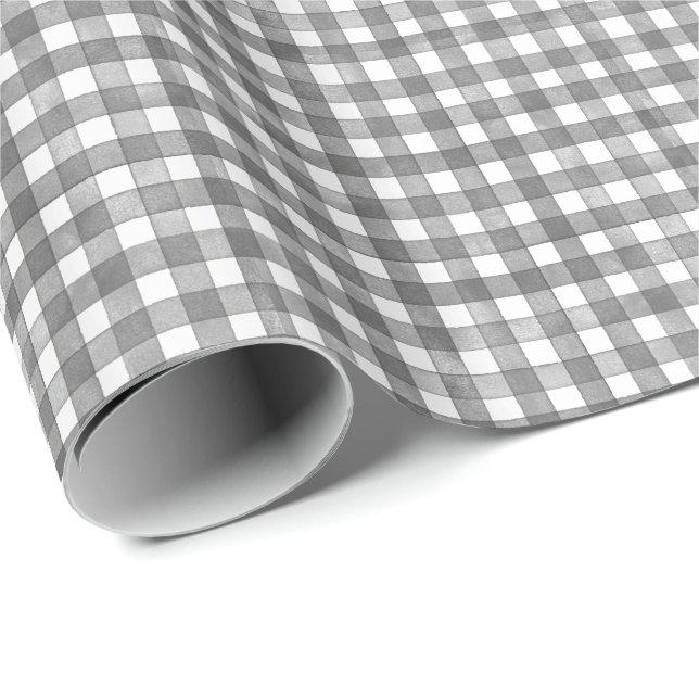 Schwarzes klassisches Gingham Geschenkpapier (Rolleneckpunkt)