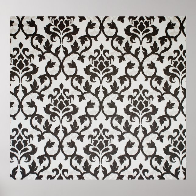 Schwarzes, klassisches Tapetenmuster Poster (Vorne)