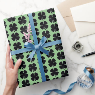 Schwarzes Kleeblatt, grün glänzend, kleines Papier Geschenkpapier