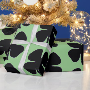 Schwarzes Kleeblatt, grünes mattiertes Papier, gro Geschenkpapier