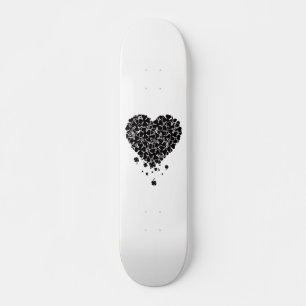 Schwarzes Kleeblatt-Herz Skateboard
