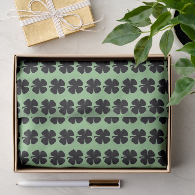 Schwarzes Kleeblattpapier Seidenpapier (Geschenk)