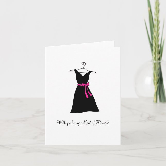 Schwarzes Kleid, bist du meine Trauzeugin? Einladung (Vorderseite)