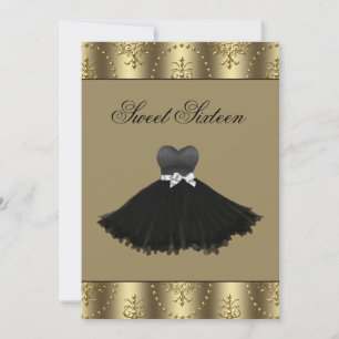 Schwarzes Kleid Goldener Kronleuchter Sweet Sixtee Einladung