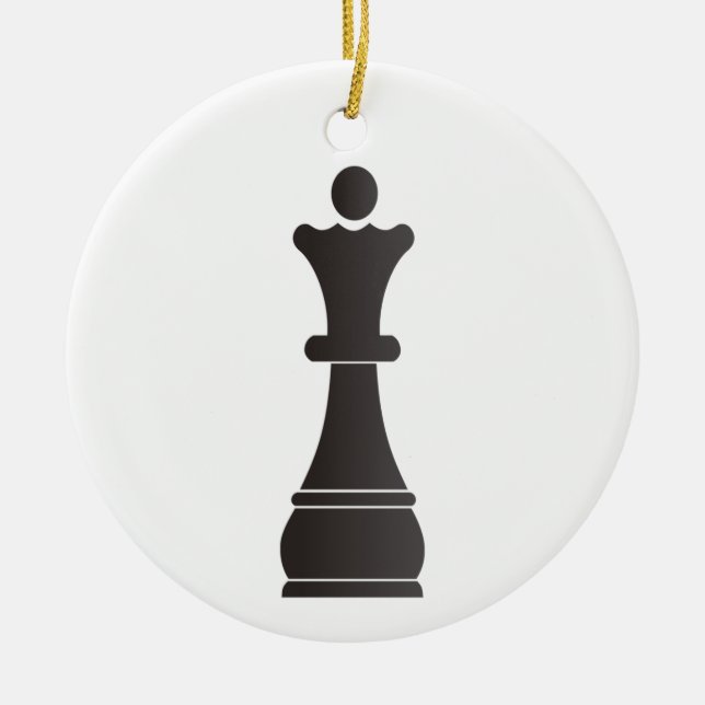 Schwarzes Königinschachstück Keramik Ornament (Vorne)
