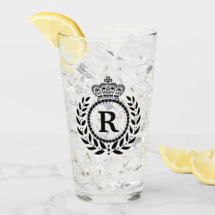 Schwarzes königliches Monogramm der Glas