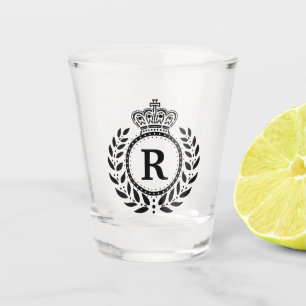 Schwarzes königliches Monogramm der Schnapsglas