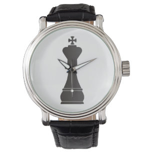 Schwarzes Königschachstück Armbanduhr