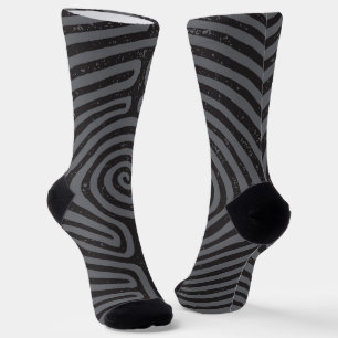 Schwarzes Kreis-Labyrinth (Grau) Fine Art Socken