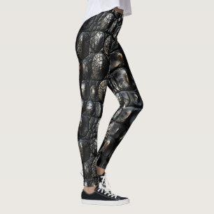 Schwarzes Krokodil-Leather Leggings