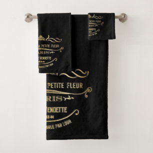 Schwarzes L Badezimmer-Tuch ` Hotel De La Petite Badhandtuch Set