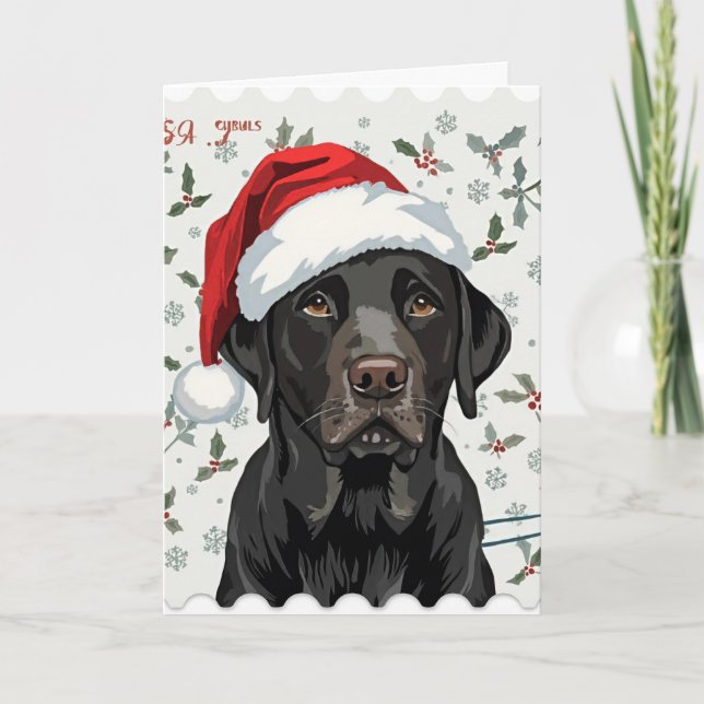Schwarzes Lab-Christmas Feiertagskarte (Vorderseite)