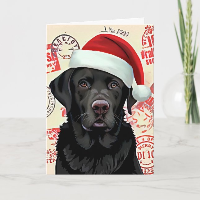 Schwarzes Lab-Christmas Feiertagskarte (Vorderseite)
