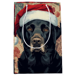 Schwarzes Lab-Christmas Mittlere Geschenktüte
