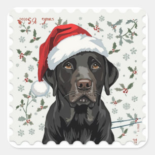 Schwarzes Lab-Christmas Quadratischer Aufkleber