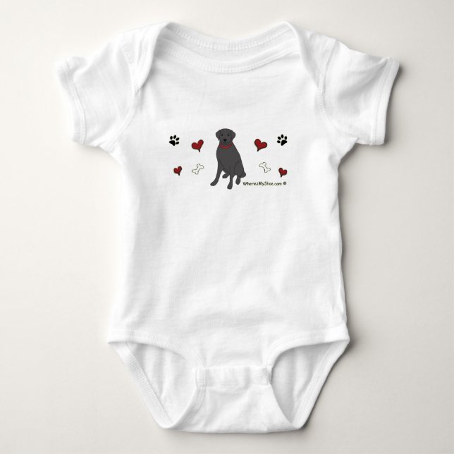 schwarzes Labor Baby Strampler (Vorderseite)