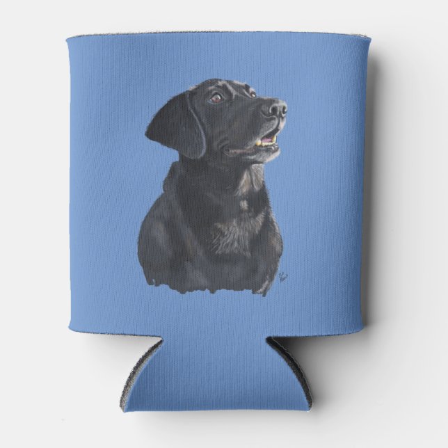 Schwarzes Labor Dog Art kann kühler Dosenkühler (Vorderseite)