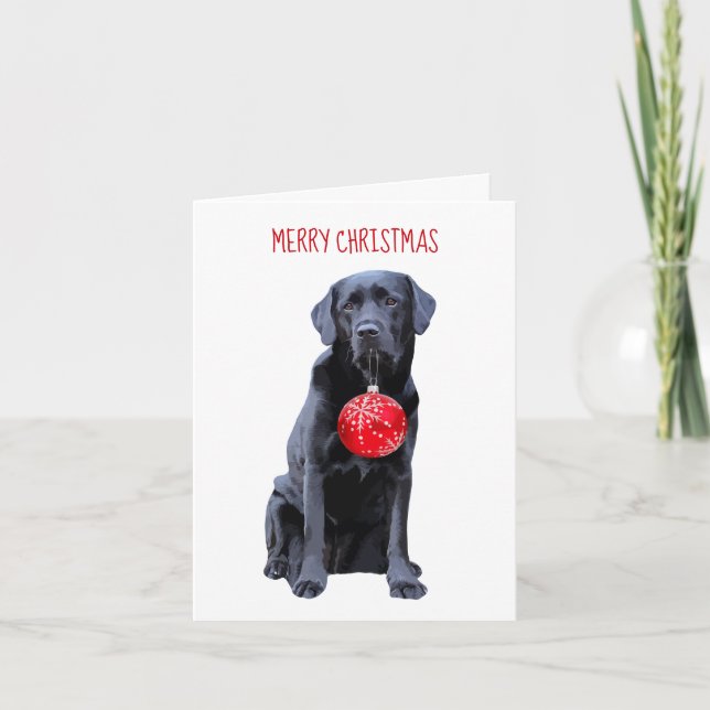 Schwarzes Labor Frohe Weihnachten - Labrador Welpe (Vorderseite)