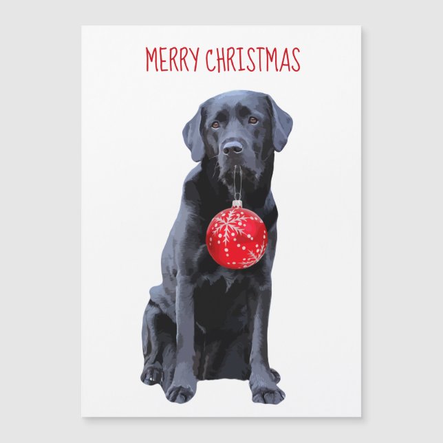 Schwarzes Labor Frohe Weihnachten - Niedlicher Lab Magnetkarte (Vorderseite)
