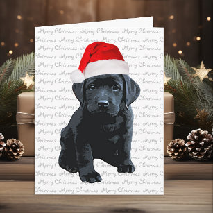Schwarzes Labor Frohe Weihnachts Labrador Welpe Sa Feiertagskarte