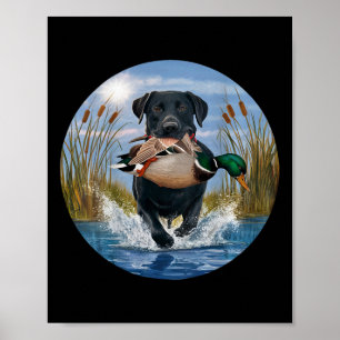 Schwarzes Labor Jagdducken Geflügel Gelb Poster