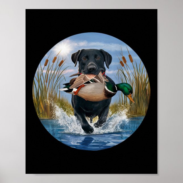 Schwarzes Labor Jagdducken Geflügel Gelb Poster (Vorne)