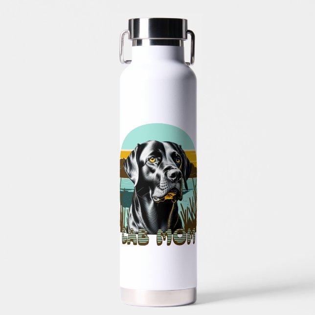 Schwarzes Labor | Labrador Mama Hund Personalisier Trinkflasche (Vorne)