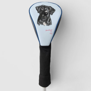 Schwarzes Labor mit weißer Dog Golf Head Cover Headcover