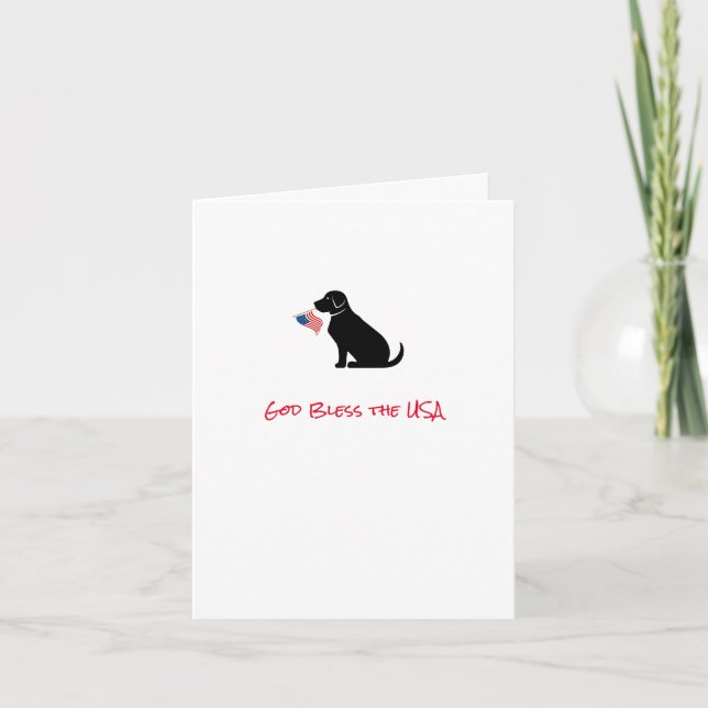 Schwarzes Labor Patriotischer Hund Silhouette Amer Karte (Vorderseite)