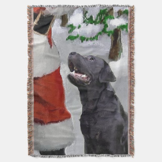 Schwarzes Labor trifft Weihnachten Decke (Vorderseite Vertikal)