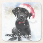 Schwarzes Labor Welpe in Weihnachten Weihnachtsman Rechteckiger Pappuntersetzer<br><div class="desc">Ein super niedliches Set von Untersetzer mit einer Aquarelldarstellung eines Black Lab Welpen mit einer Weihnachtsmannmütze. Oder Sie können mit Ihrem eigenen Foto ersetzen. Fügen Sie Ihren Text zu anpassen. Ideal für Labrador-Mamas/Väter und Hundefreunde.</div>