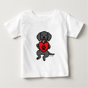 Schwarzes Labor Welpe Paw Print Heart Baby T-shirt