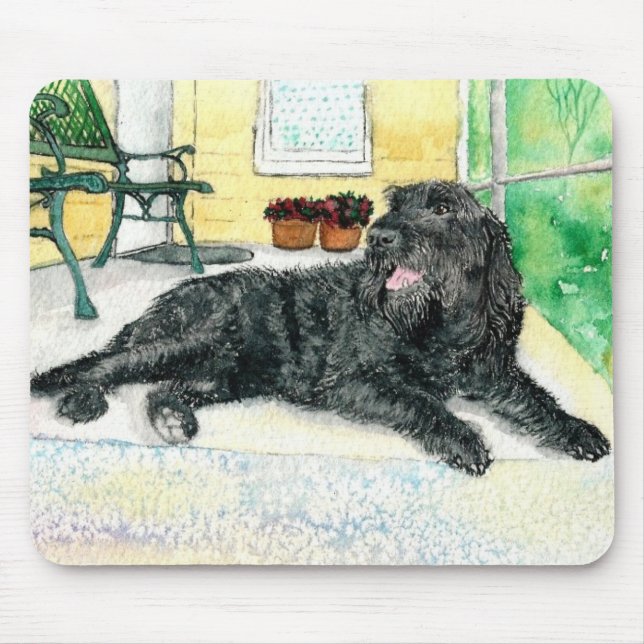 Schwarzes Labradoodle Mousepad (Vorne)