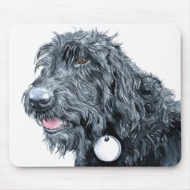 Schwarzes Labradoodle Mousepad (Vorne)
