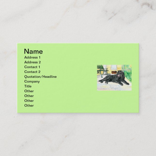 schwarzes Labradoodle Visitenkarte (Vorderseite)