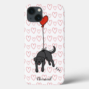 Schwarzes Labrador Blumenherz Case-Mate iPhone Hülle